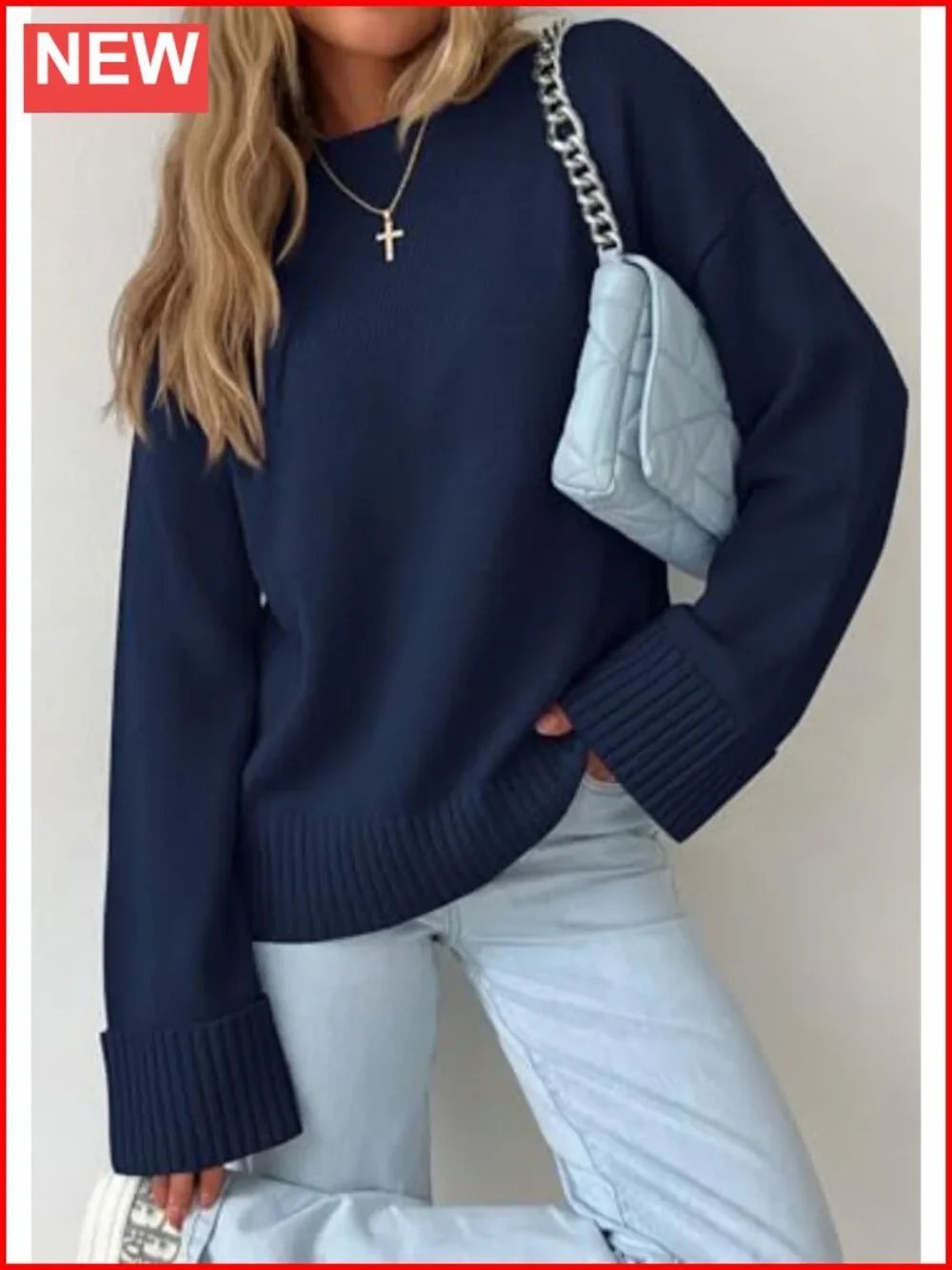 Oversized Crewneck Long Sleeve Pullover Sweater